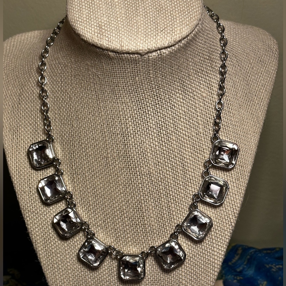 Retro Glam Square-Cut Crystal Necklace
